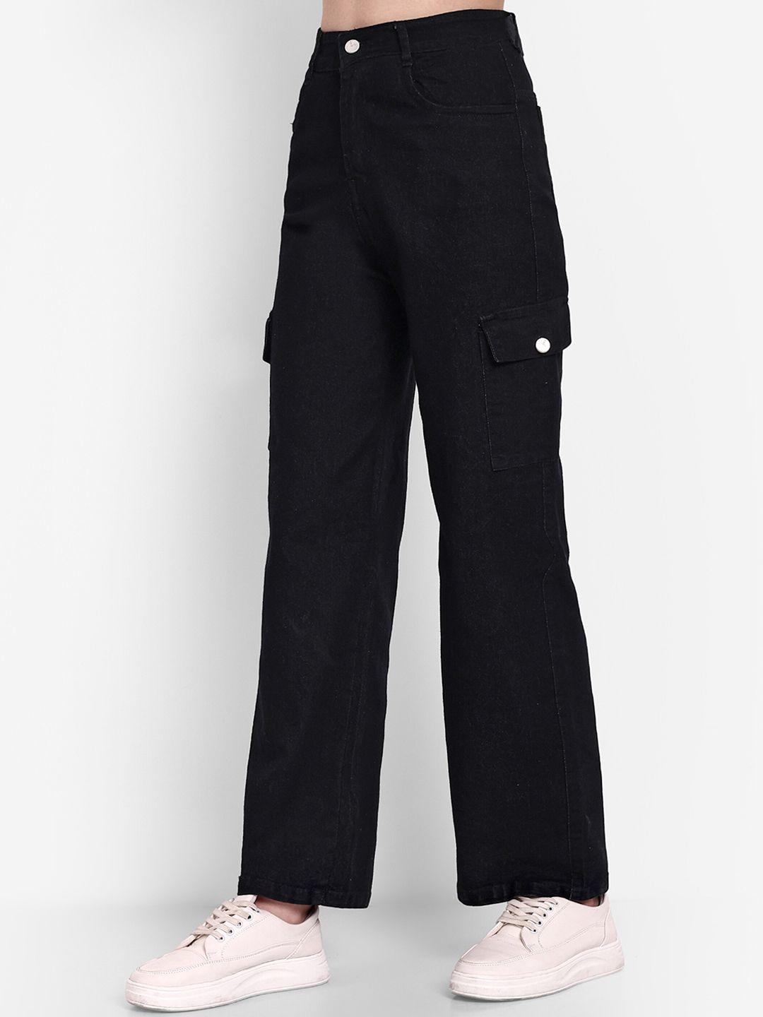 broadstar women smart wide leg high-rise stretchable cotton jeans