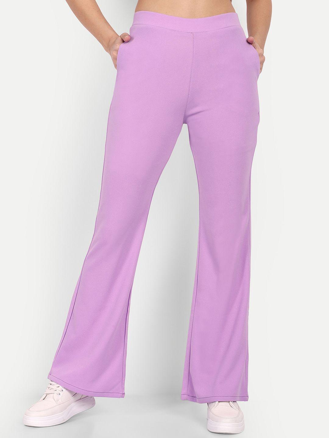 broadstar women violet relaxed flared high-rise easy wash trousers