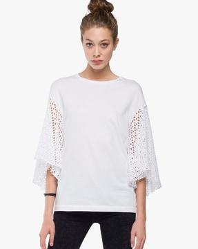 broderie anglaise bell sleeve top