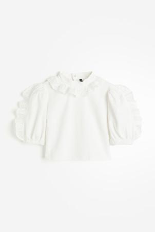 broderie anglaise-detail cotton blouse