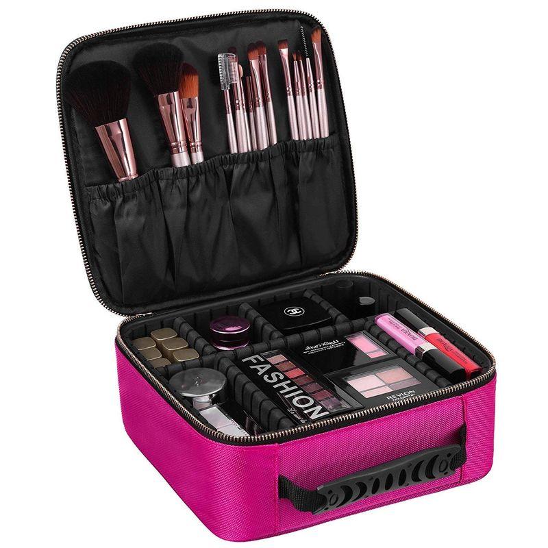 bronson professional makeup cosmetics storage case with adjustable compartment (multi-color)