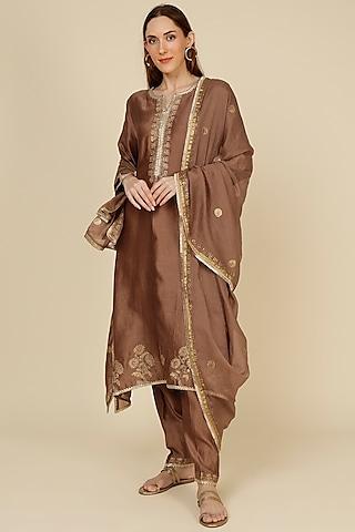 bronze gota embroidered kurta set