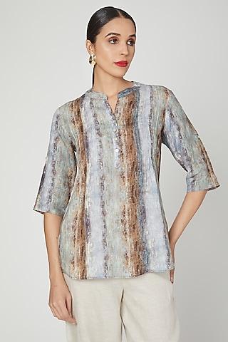 bronze ombre printed blouse