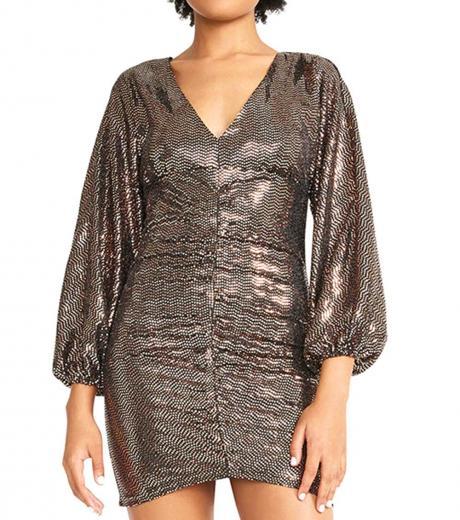 bronze sequined ruched mini dress