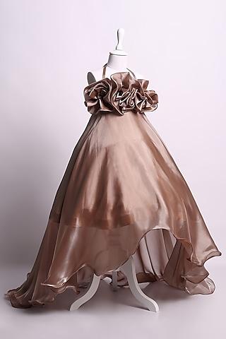 bronze silk tube gown for girls