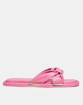 brooklyn knot strap slide sandals