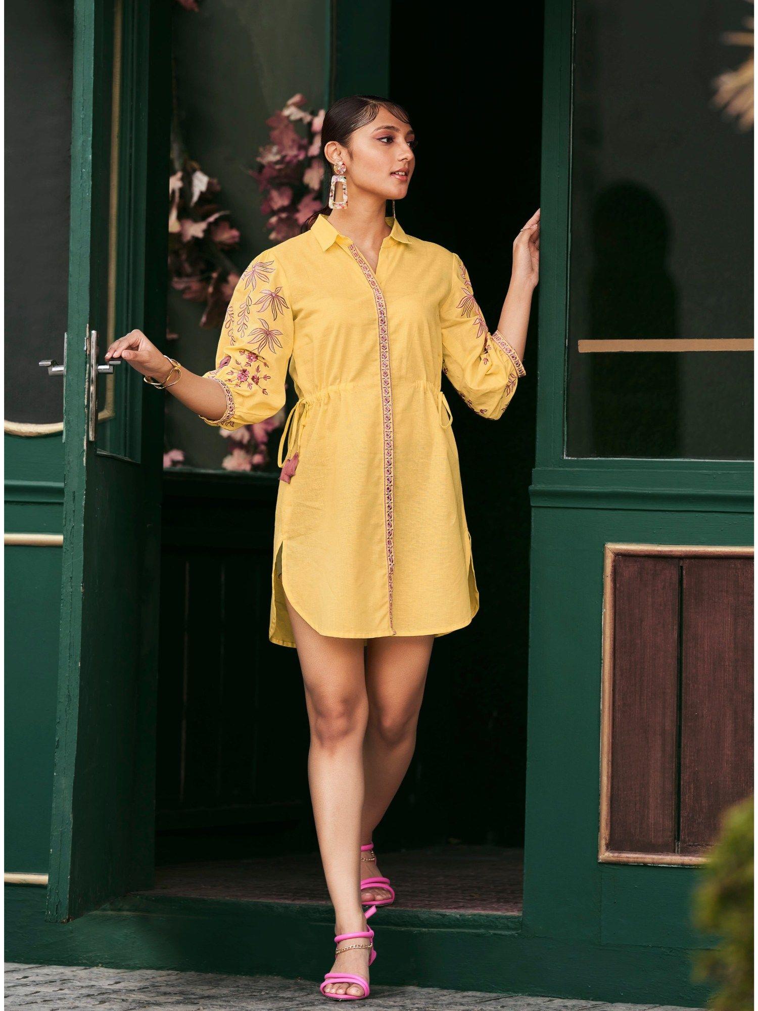 brooklyn lime embroidery shirt dress