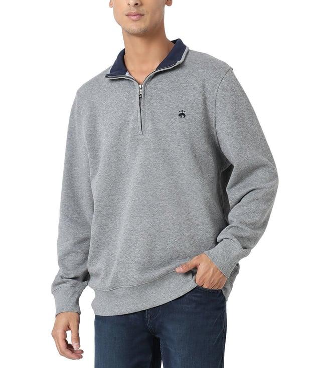 brooks brothers grey regular fit half zips t-shirt