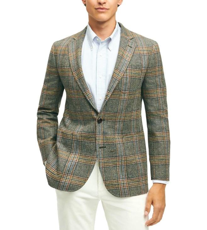 brooks brothers multi regular fit classic fit wool tweed plaid sport coat