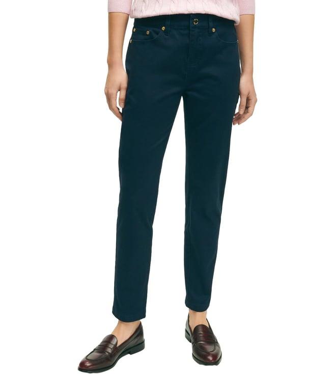 brooks brothers navy modern fit stretch cotton five-pocket pants