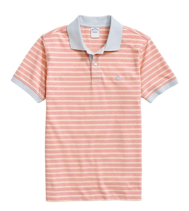 brooks brothers orange striped regular fit polo t-shirt