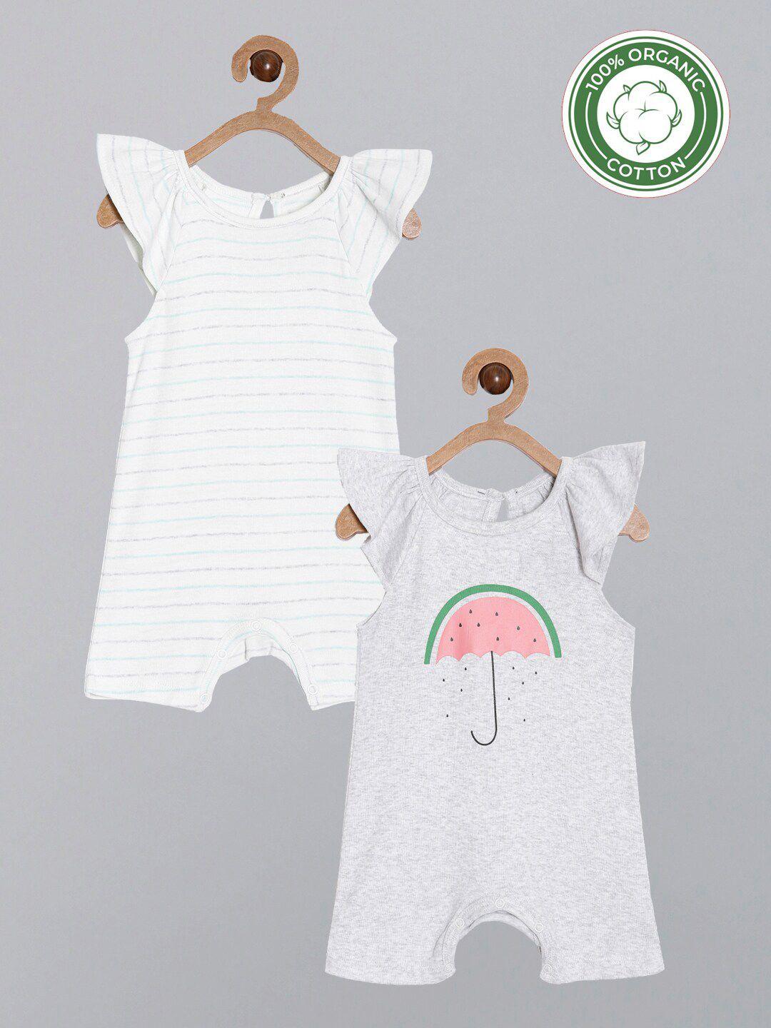 broon-infant-girls-pack-of-2-white-and-grey-printed-pure-organic-cotton-rompers