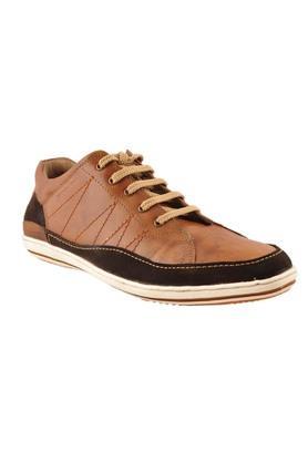 broos genuine leather lace up mens sport shoes - tan
