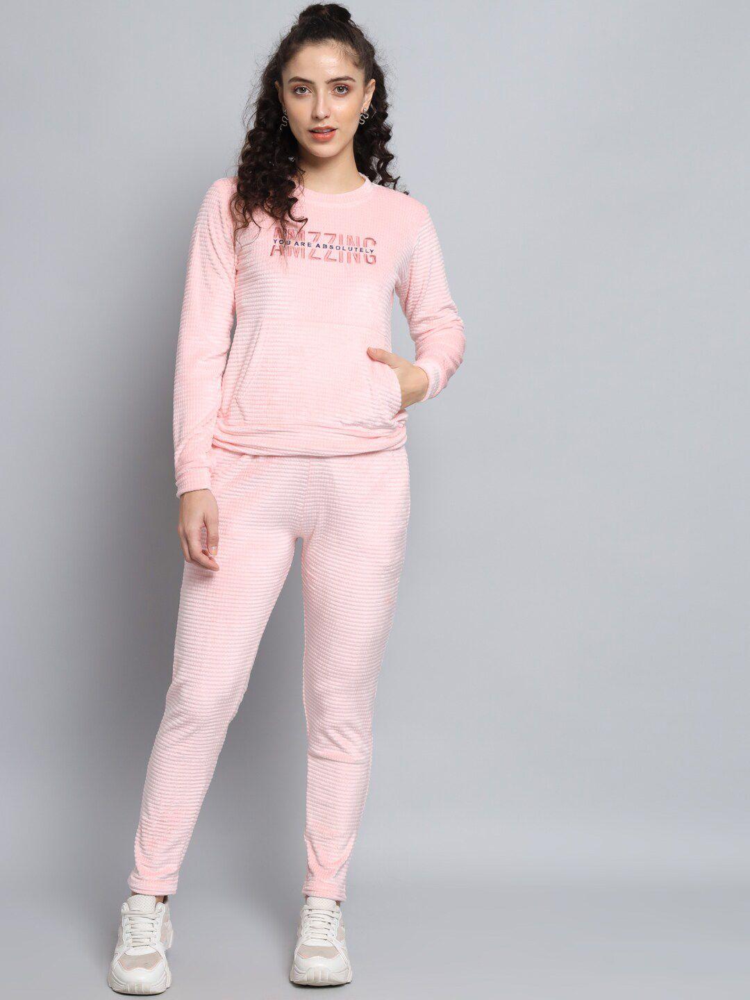 broowl women pink  pure cotton solid co-ords