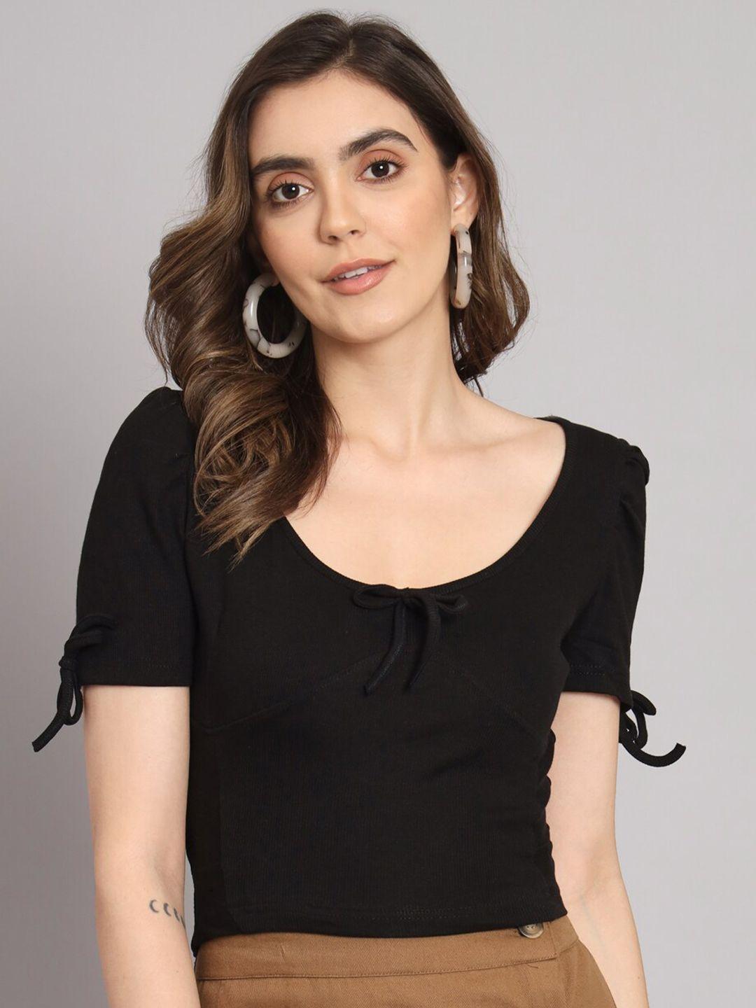 broowl black crepe crop top