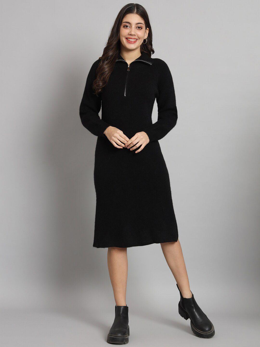 broowl black woollen dress