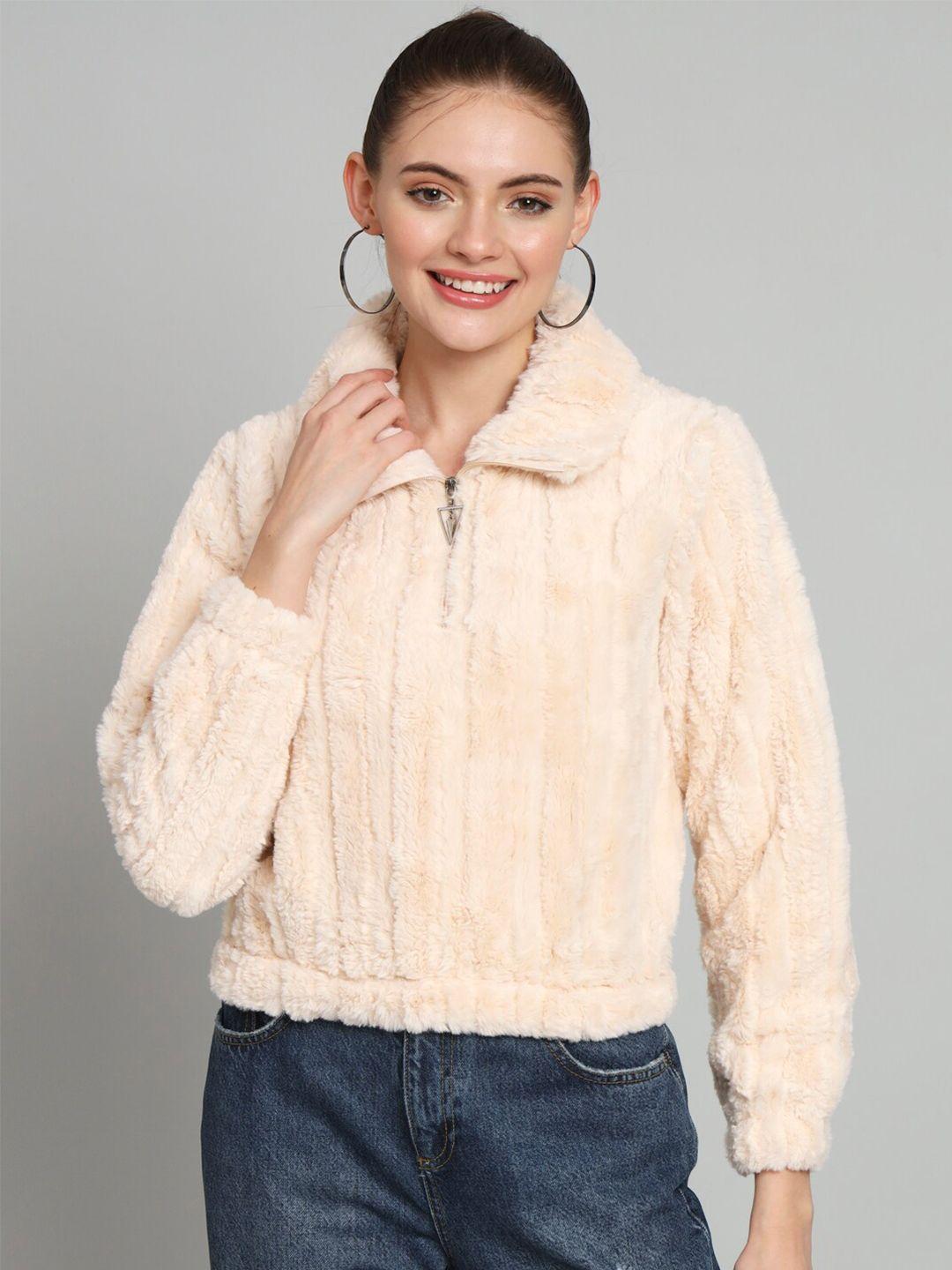 broowl mock collar woollen crop sweater