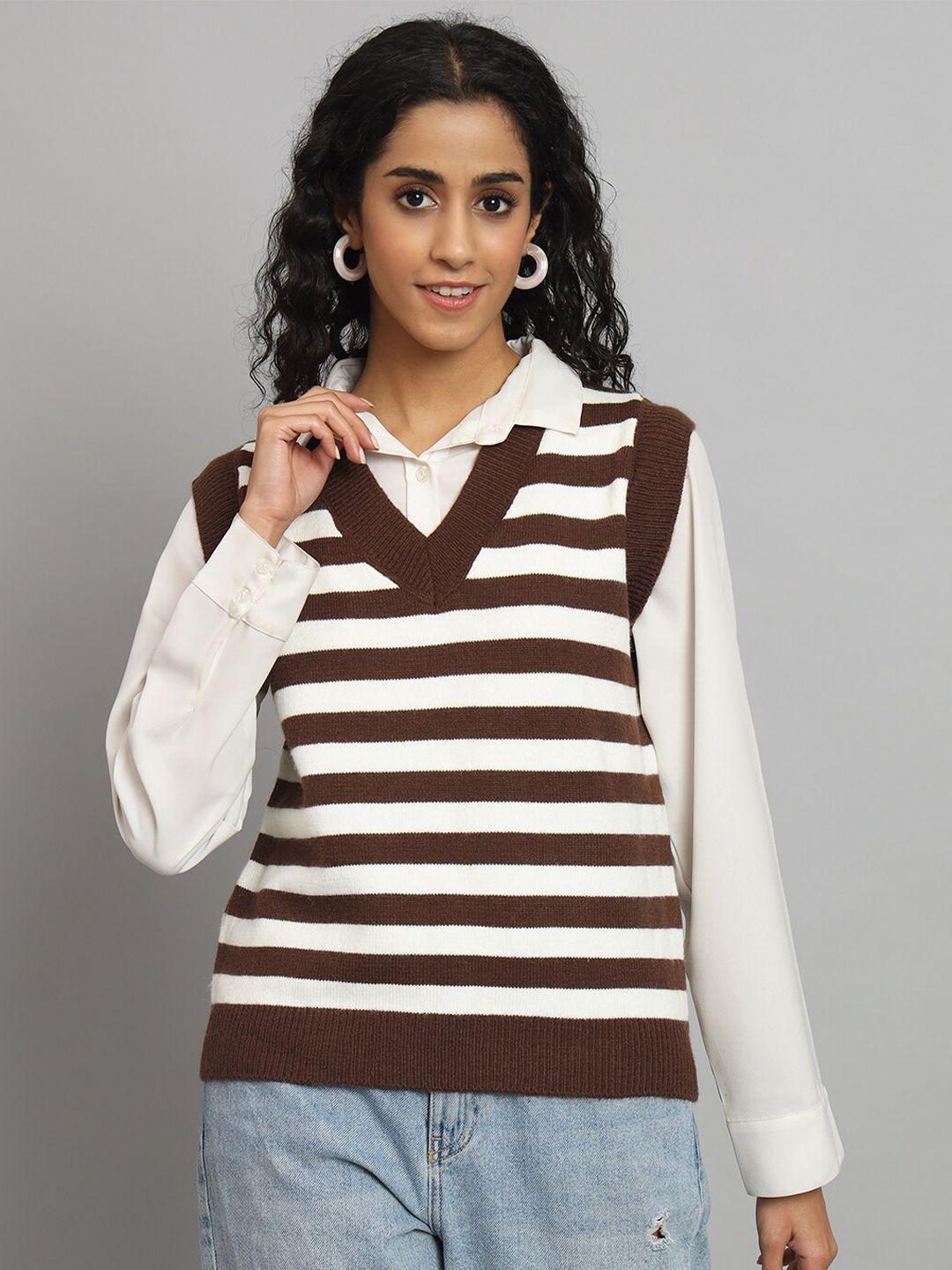 broowl striped v-neck woollen sweater vest