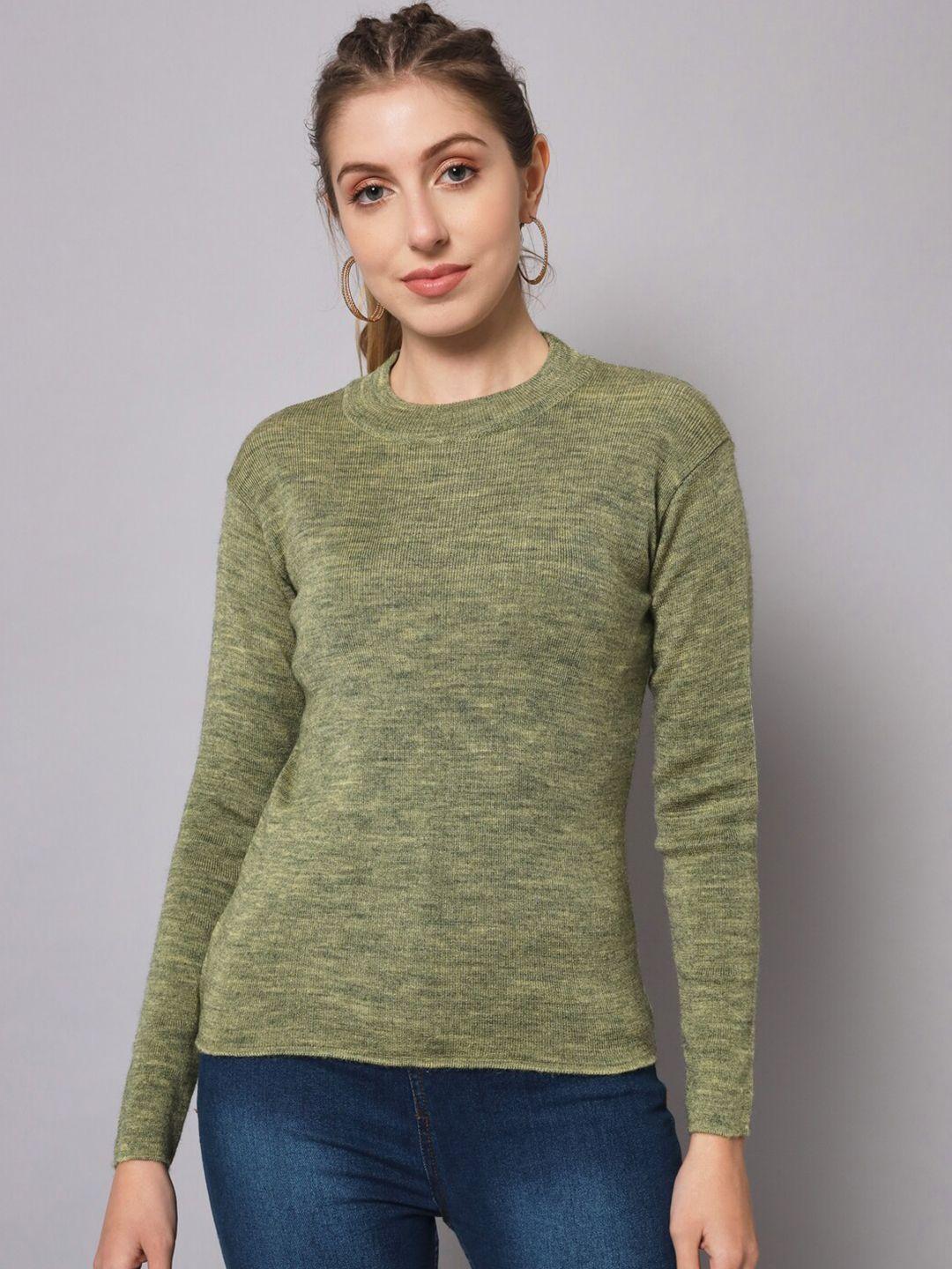 broowl women green & grey printed pullover