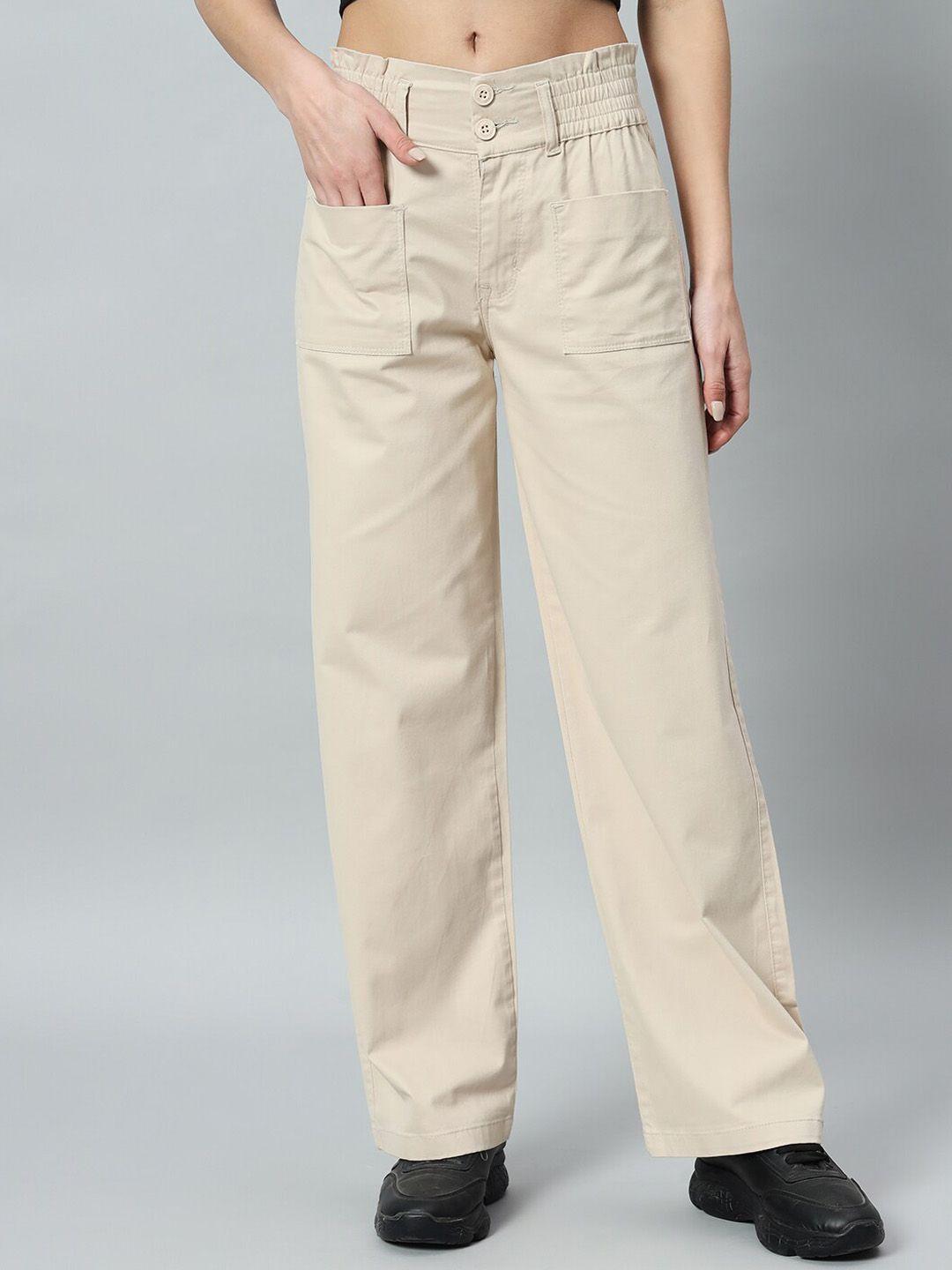 broowl women relaxed straight fit easy wash trousers