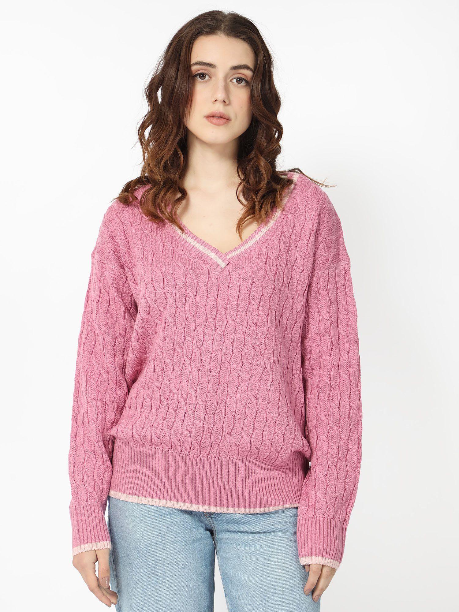broun dusky pink knitted sweater