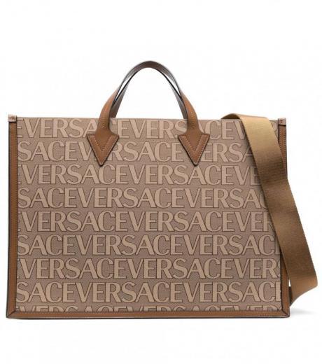 brown all over logo large tote bag