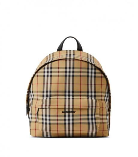 brown check motif large backpack