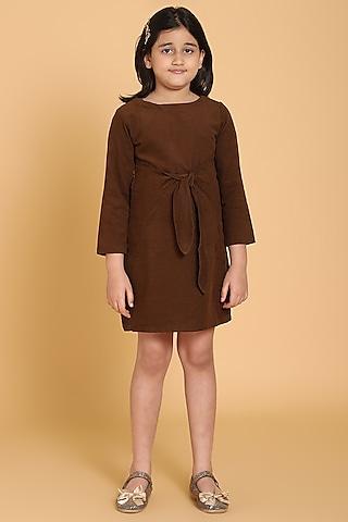 brown corduroy mini dress for girls