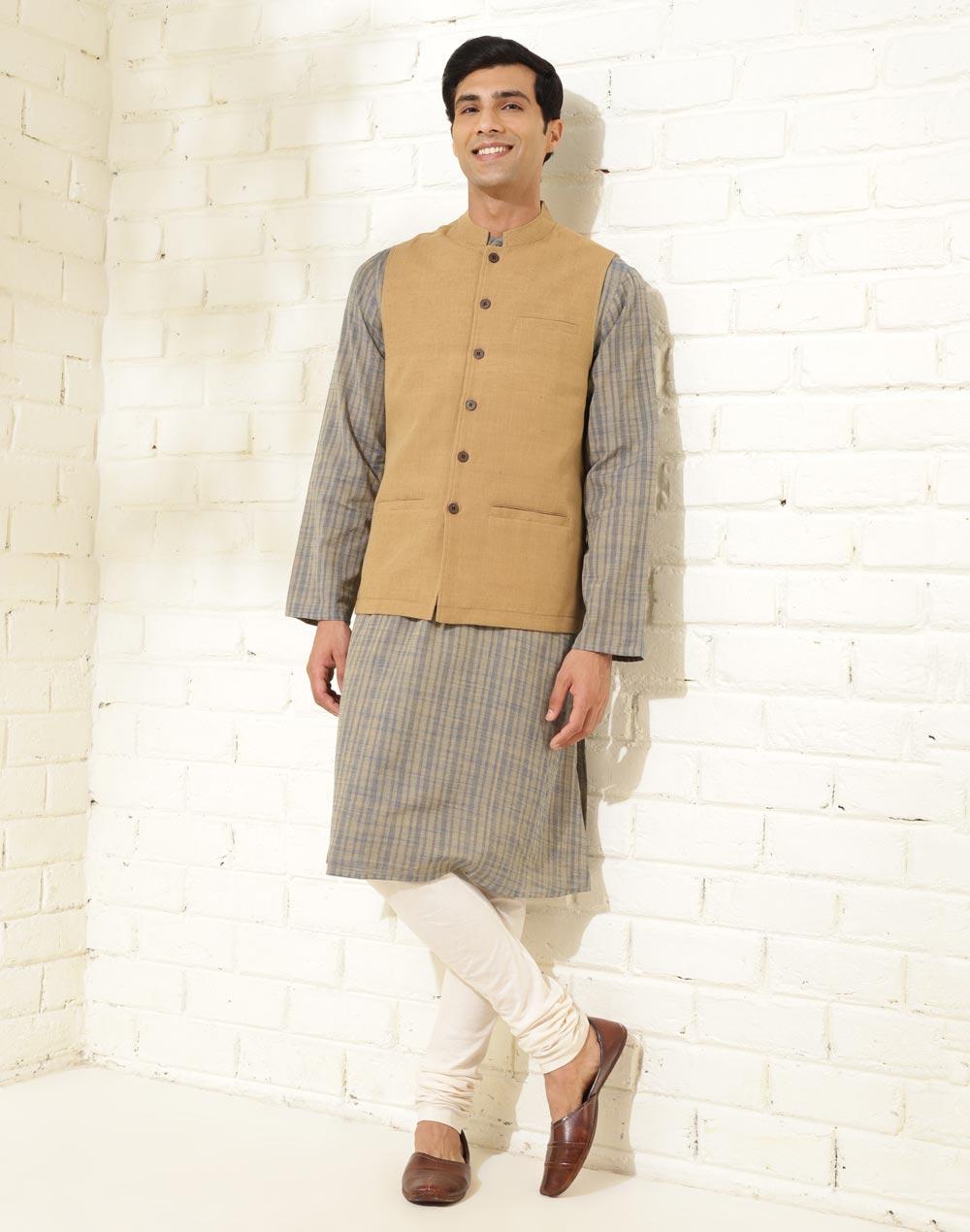 brown-cotton-woven-nehru-jacket