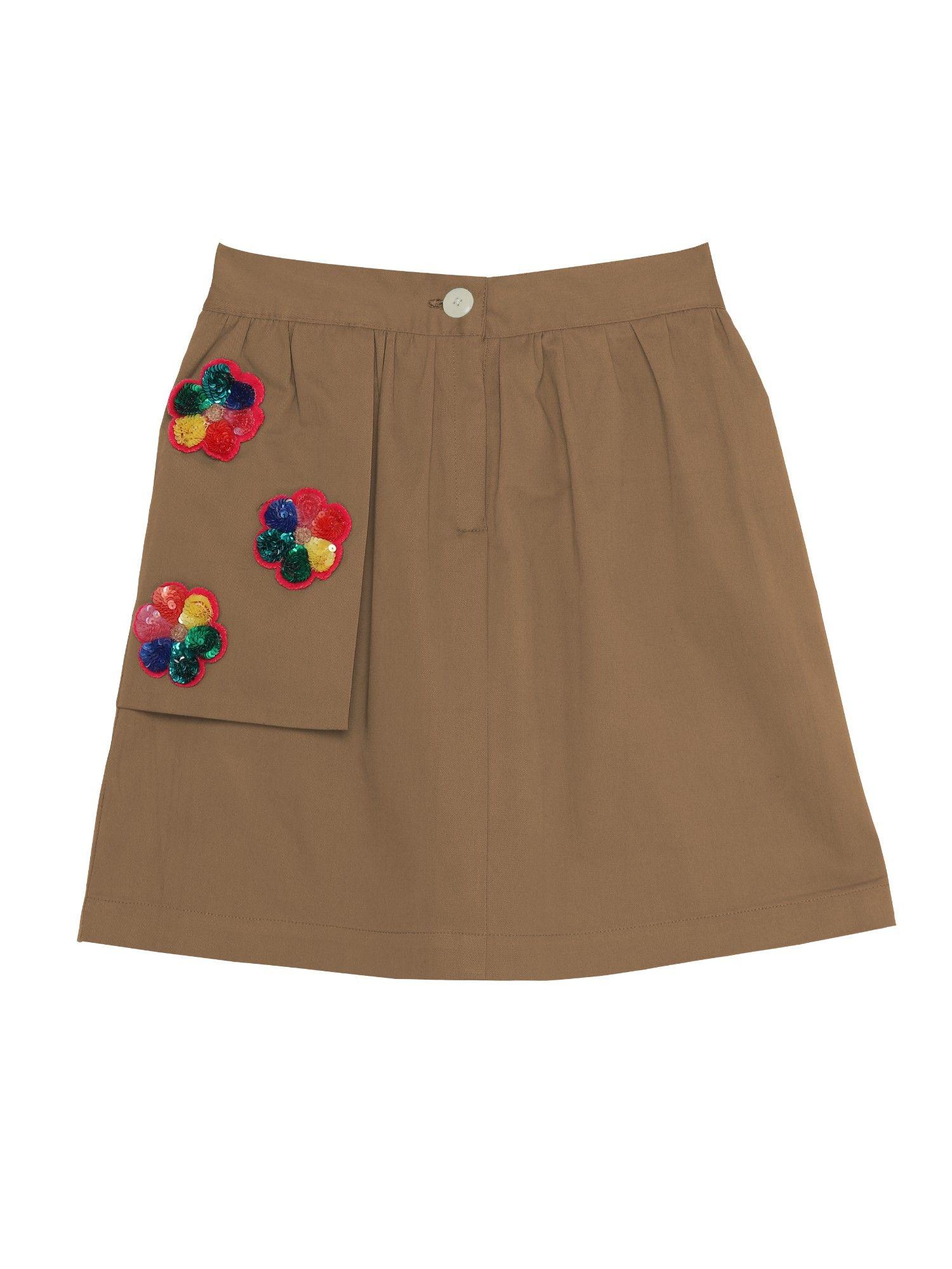 brown embellished easy breezy skirt