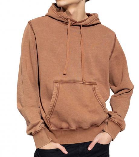 brown embroiedered logo hoodie