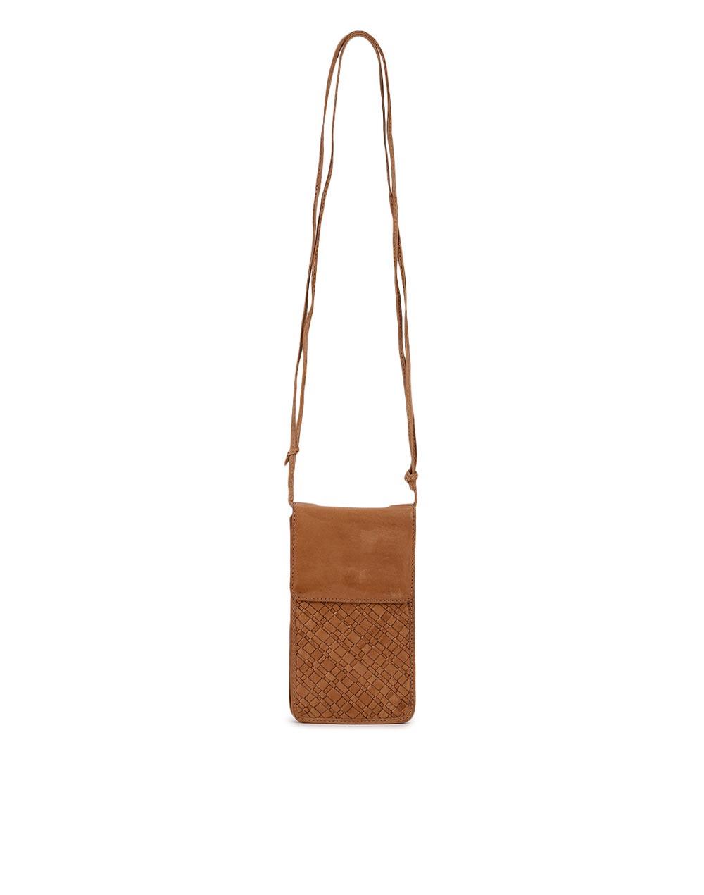brown fabric mobile pouch