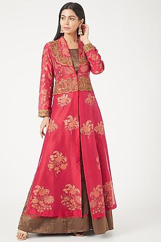 brown-flared-gown-with-long-jacket
