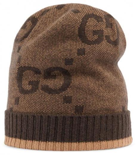 brown gg cashmere beanie hat
