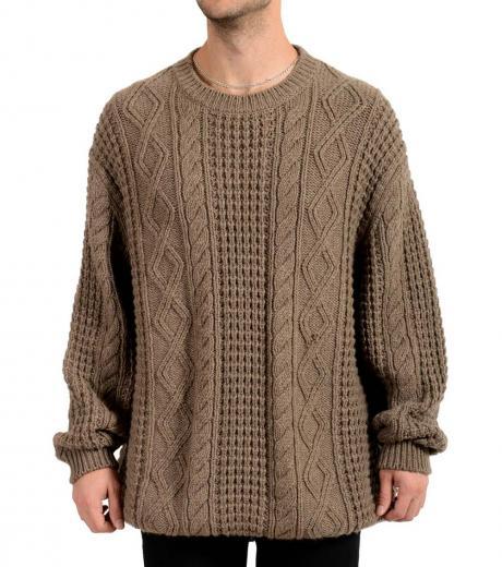 brown heavy knitted logo sweater