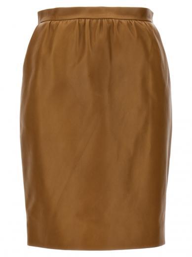 brown leather skirt