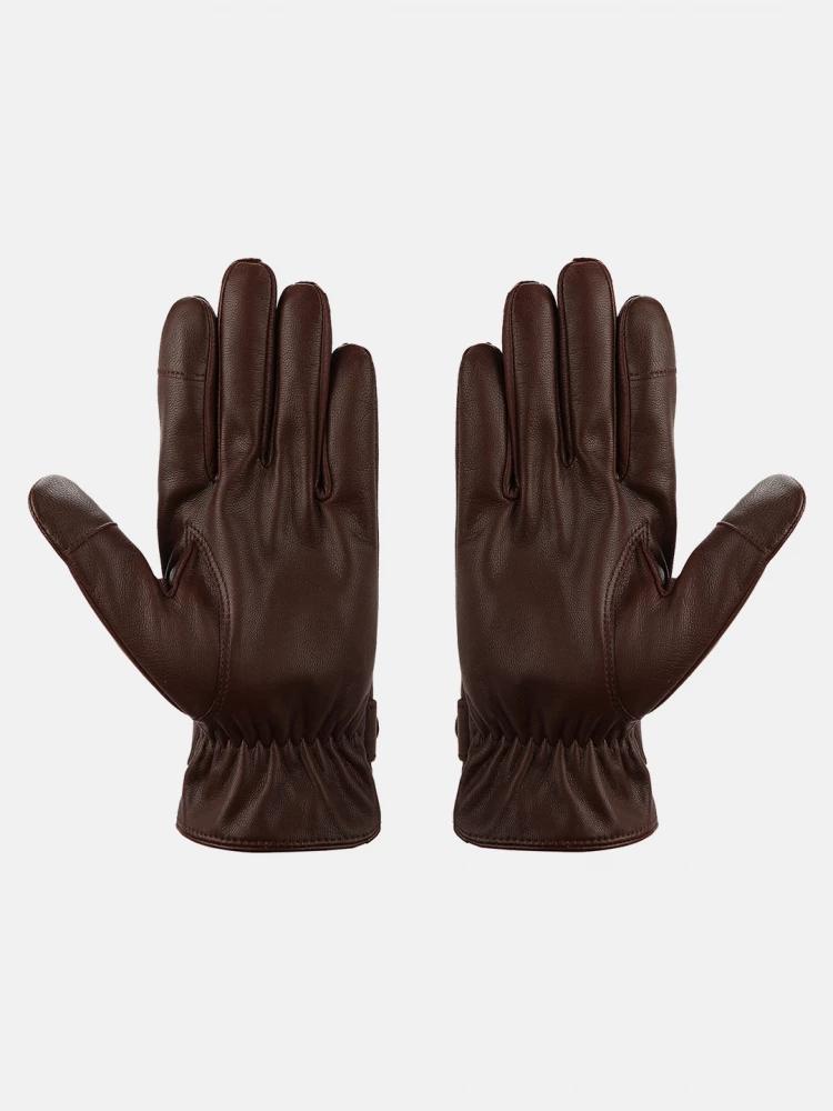brown men solid gloves