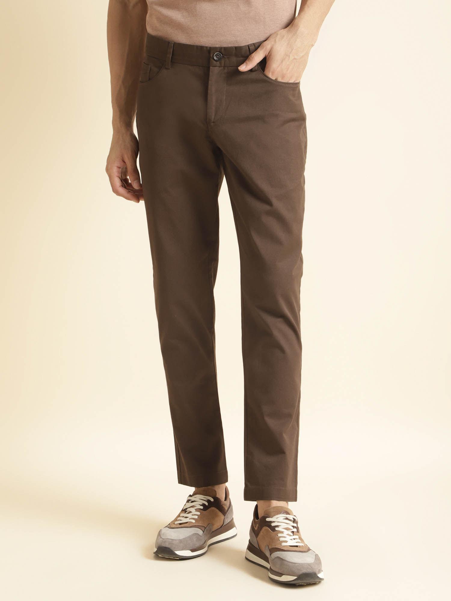 brown mens solid chinos