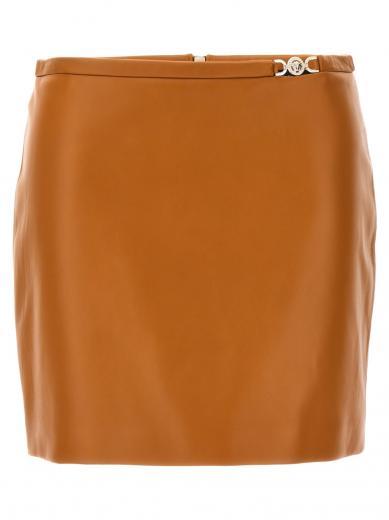 brown mini leather skirt