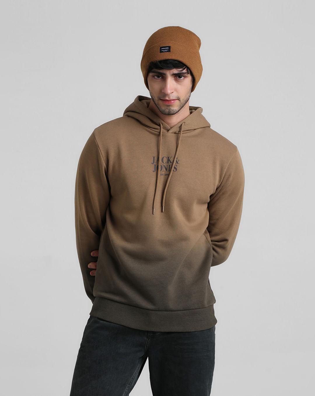 brown ombre logo print sweatshirt