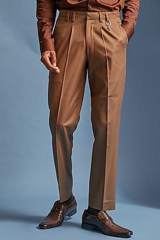 brown pleated trousers