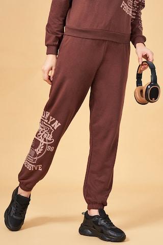 brown print full length  winterwear women jogger fit  jogger pants