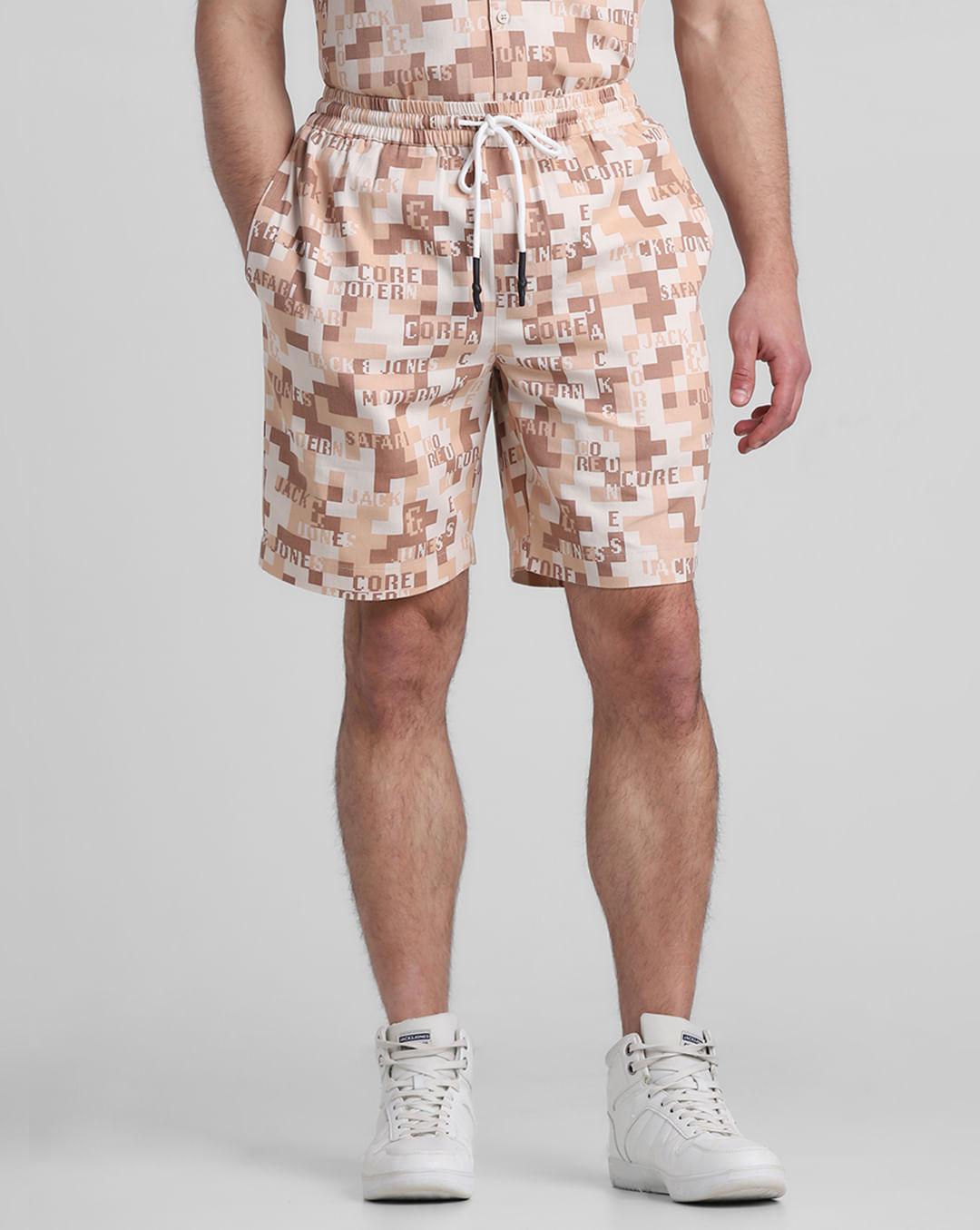 brown printed co-ord set shorts