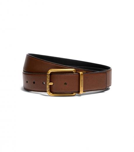 brown roller buckle cut to size reversible belt