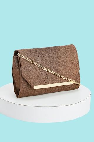 brown shimmer casual polyester women clutch