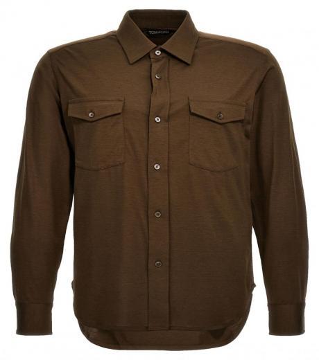 brown silk shirt