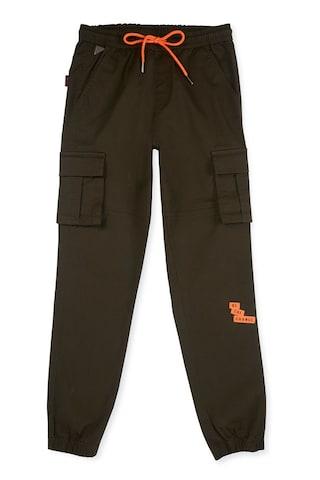 brown solid casual boys regular fit trousers