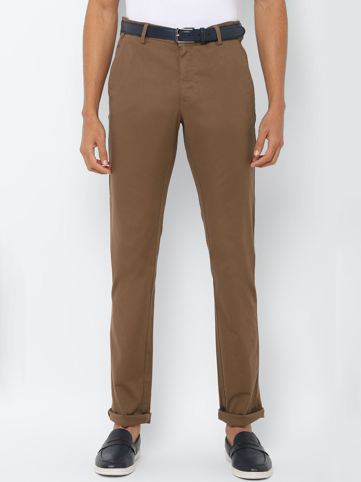 brown solid casual trouser