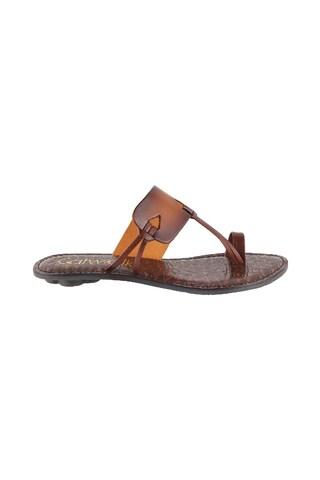 brown solid casual women flat sandal