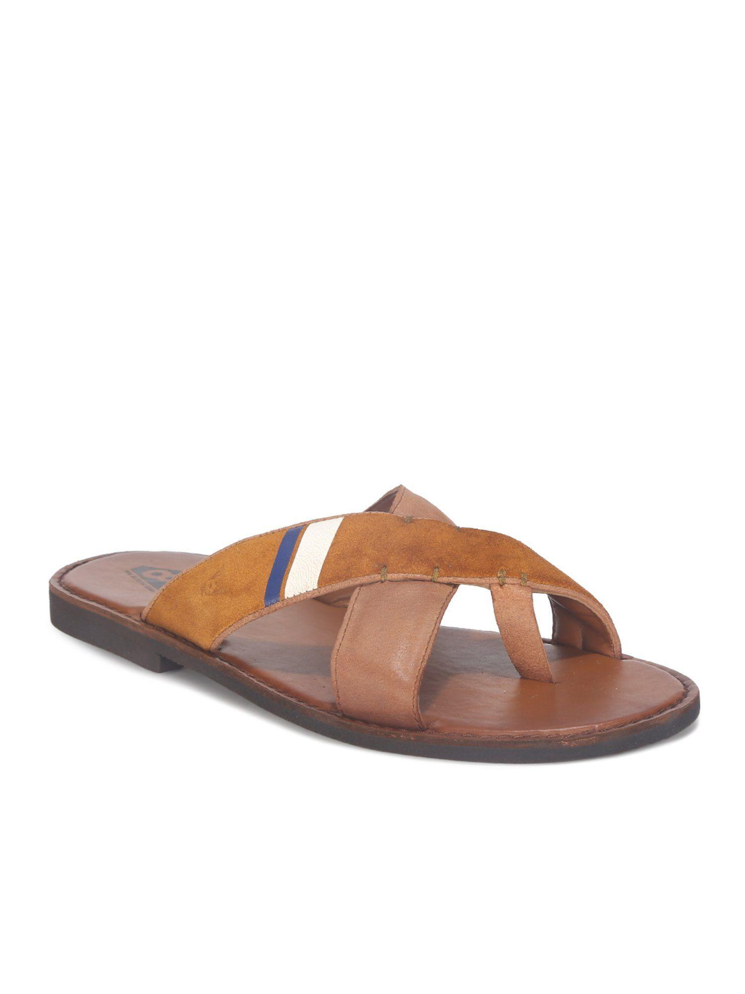 brown solid-plain sandals